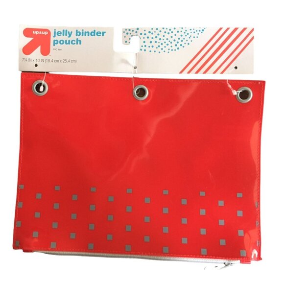 Jelly Binder Pouch Red with Grey Squares 10in X 7.25in SC056 - Picture 1 of 1